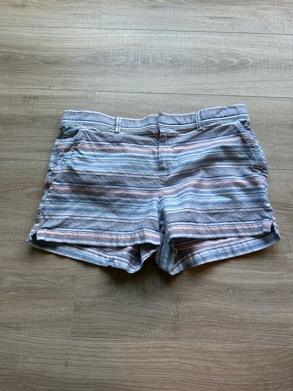 GAP Light Blue and Pink Striped woman’s Flat Front Shorts